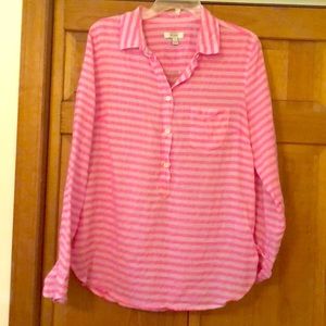 Pink stripped lite weight J Crew Half button up